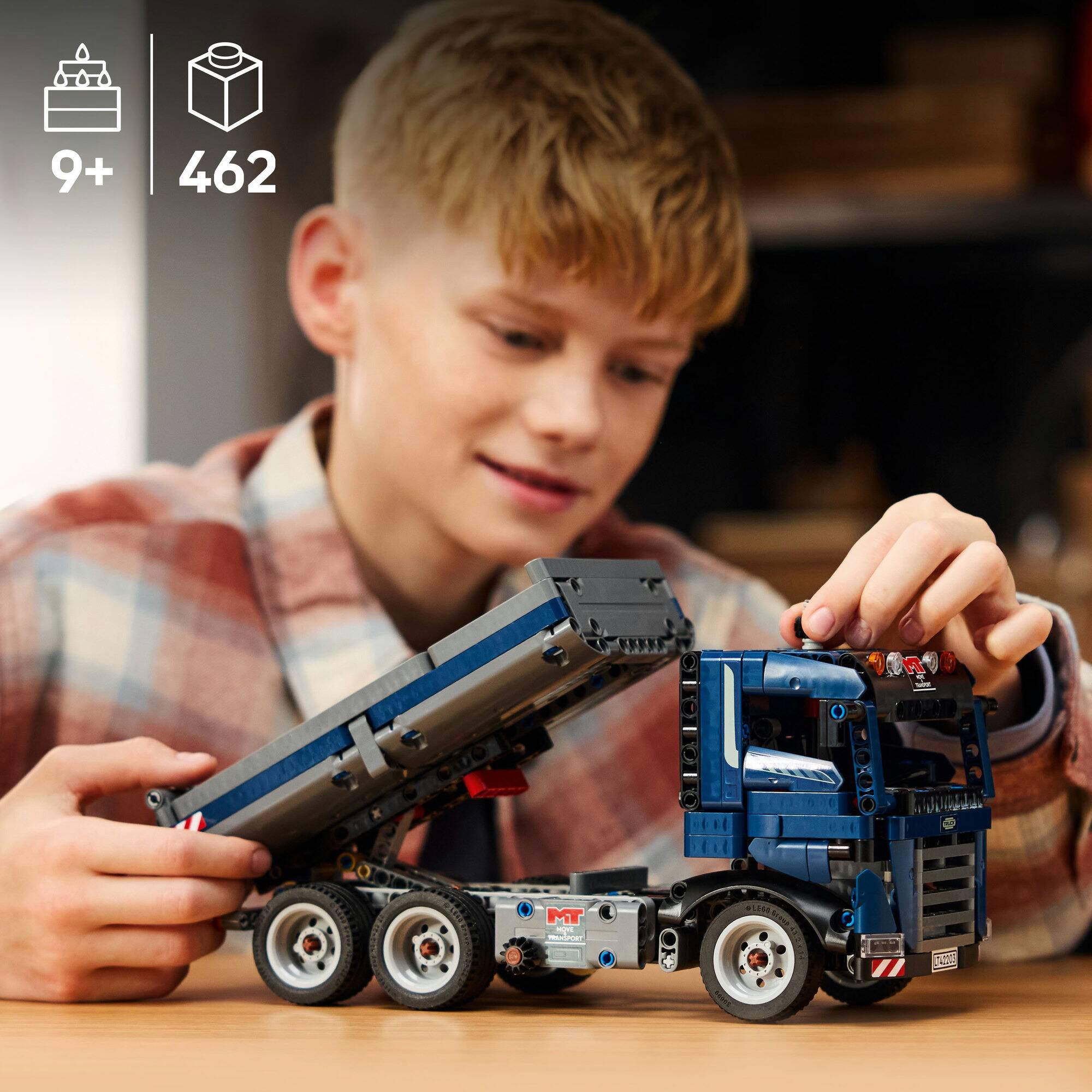 LEGO® Technic™ Tipping Dump Truck Toy, Blue Construction Vehicle Set 42203